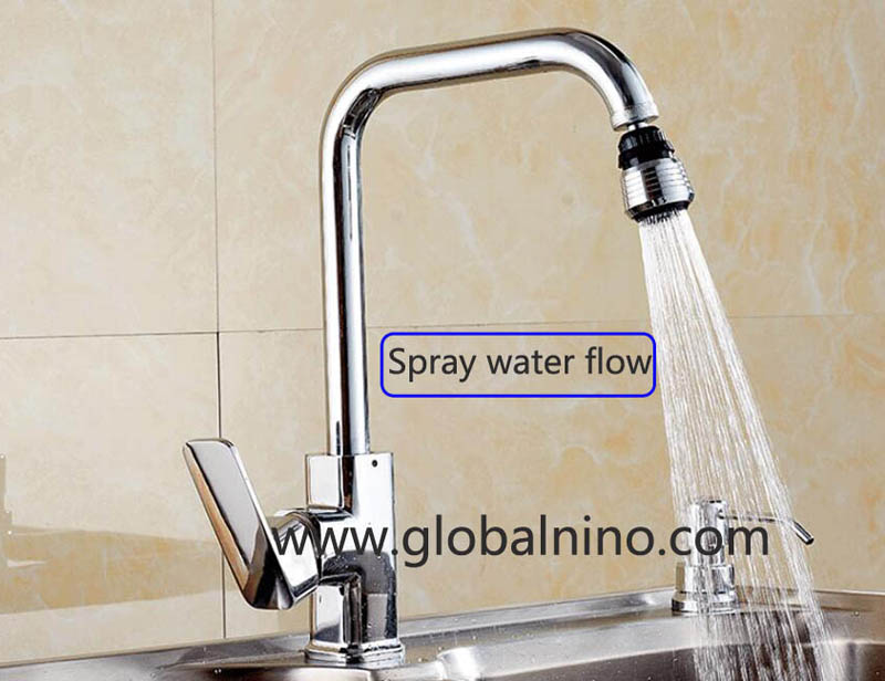 dual function kitchen faucet swivelling aerator with spray water flow